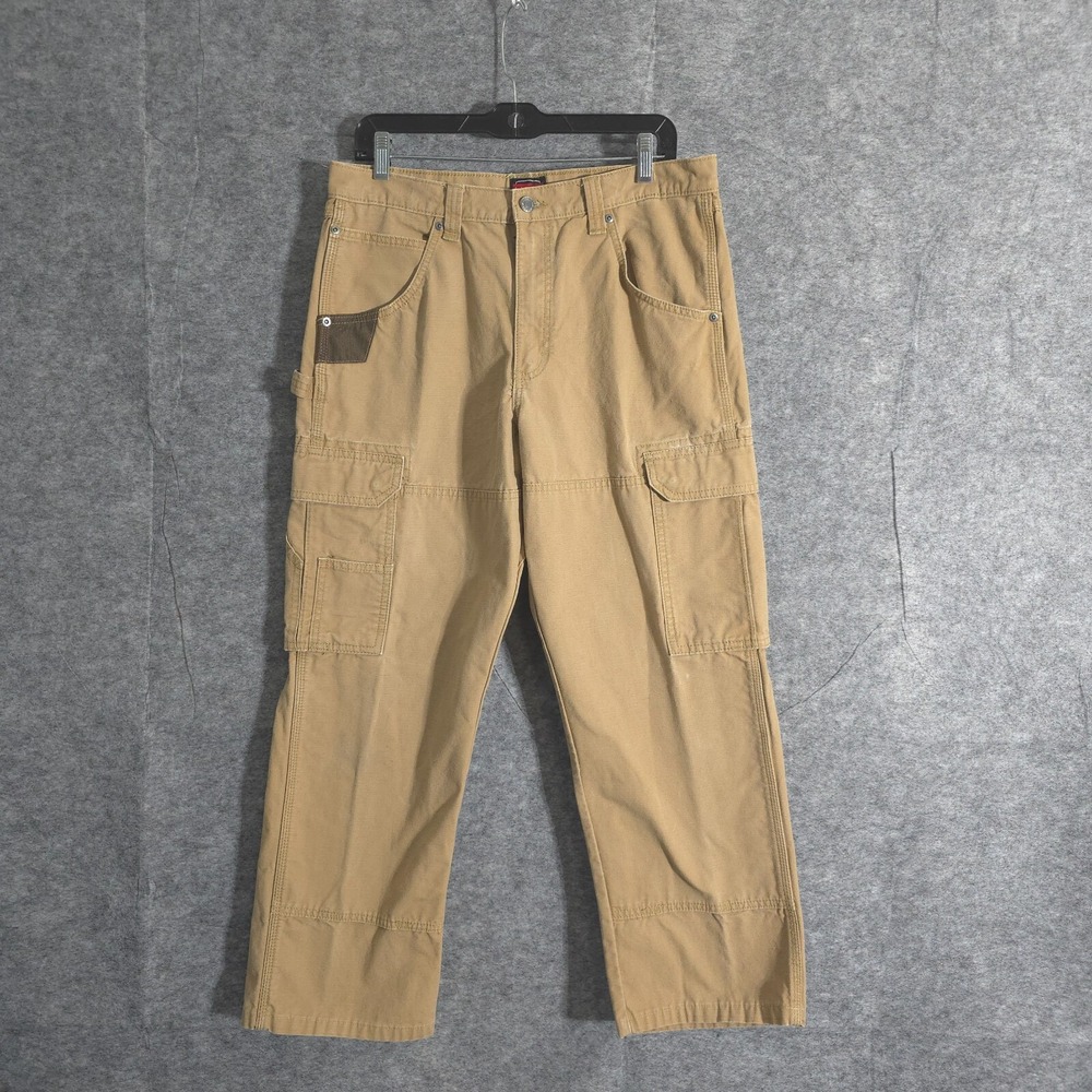 Wrangler Workwear Twill Pants Mens Pocket Cargo Relaxed Fit Sz 32 x 32 Hicking